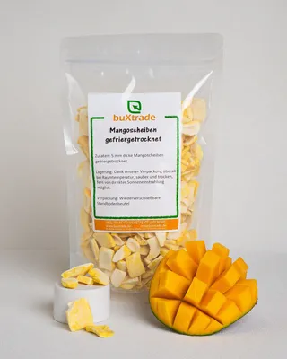 Produktbild von 5 kg Herstellergebinde Gefriergetrocknete Mangoscheiben | Mango | Trockenfrüchte | Fruchtscheiben