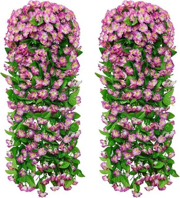 Produktbild von Famanu Kunstblumen 2 Stück Hängende Violettblüten - Lila-Rosa