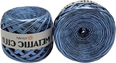 Produktbild von Metallic Club Polyestergarn 180 g – 2 Stück – 110 m Lauflänge – Makrameegarn – blau 8117