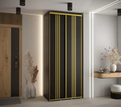 Produktbild von Kleiderschrank YVONA 6 - 100/45 cm, schwarz/gold