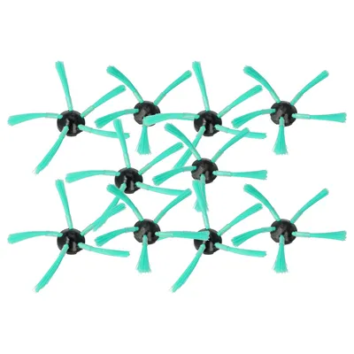 Produktbild von vhbw 10x Seitenbürste kompatibel mit Vorwerk Kobold VR300, VR-300, VR-200, VR200, VR7 Saugroboter - Reinigungsbürsten Set, schwarz / grün, 5-armig
