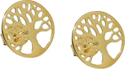 Produktbild von Ohrstecker Ohrschmuck 10mm Lebensbaum glänzend, rund, 375 Gold Gelbgold