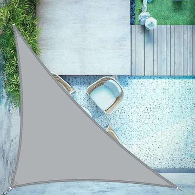 Produktbild von Sonnensegel Dreieckig 3x3x4.25m Wasserdicht Hellgrau PES Polyester 95% UV-Schutz