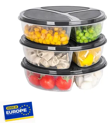 Aufbewahrungsboxen, 3er-Set, BPA-frei, stapelbar, mit Fächern