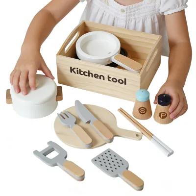 Productafbeelding van Houten Speelkeuken voor Kinderen met 10 Accessoires