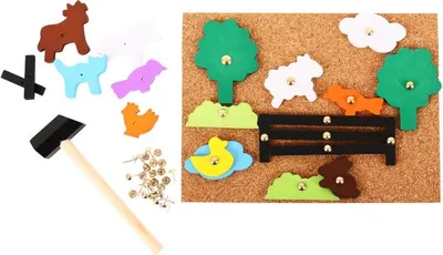 Produktbild von Bigjigs Pin-a-Shape Steckspiel Bauernhof aus Holz farbenfroh 102 Spielfiguren