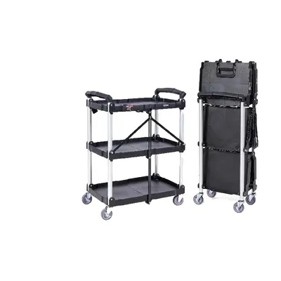 Immagine prodotto di Carrello di utilizzo, design pieghevole, ripiani mobili, nero