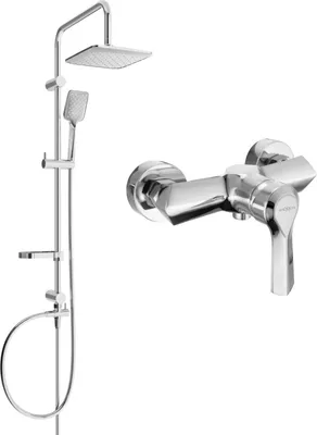 Produktbild von Mexen Sven Brausegarnitur für Aufputzmontage mit Kopfbrause und Mischbatterie Sabre, Chrom - 72140262-00
