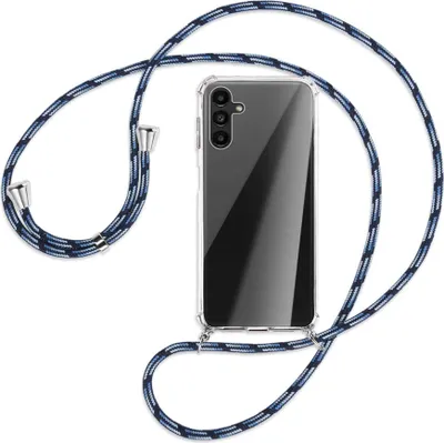 Produktbild von Handykette Backcover-Schutzhülle mit Band (Metall silberfarben) für Samsung Galaxy A13 5G - Blautöne