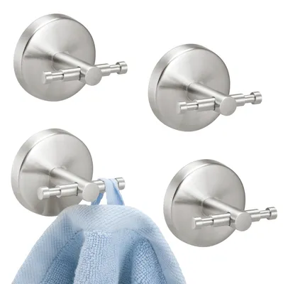 Produktbild von bremermann Bad-Serie PIAZZA - Doppel-Wandhaken 4er Set, Edelstahl matt