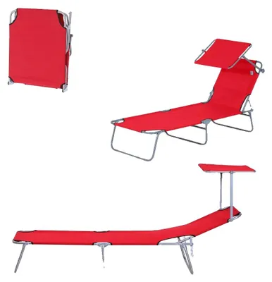 Image de Chaise longue de jardin, tissu Oxford, structure métallique thermolaquée, dimensions dépliée : 187 L x 58 l x 36 H cm, dimensions pliée : 71 L x 10,5 l x 58 H cm, charge maximale : 120 kg