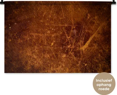 Produktbild von MuchoWow® Wandteppich Wandbehang Leder - Lederoptik - Braun - Orange 90x60 cm Tapisserie Dekoration Wandtuch - Wandskulpturen - Bildteppich