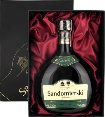 Obrázok produktu pre Sandomierski Met Poltorak-Half darčeková sada v balení s hodvábnou podšívkou | medové víno 750ml | 16% alkohol Metwein | Poľská výroba
