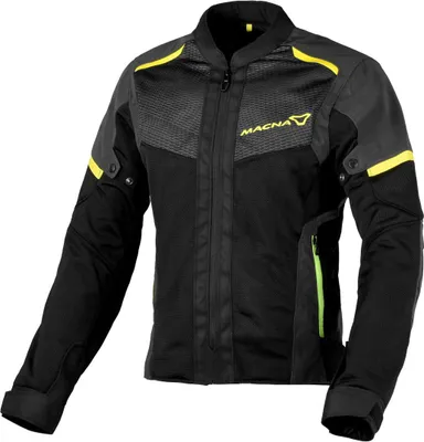 Image de Veste textile pour moto Macna Orcano 2.0 NightEye, modèle pour femmes, noire/fluo, taille XL