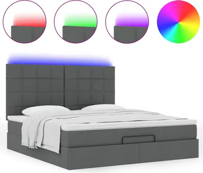 Produktbild von Ottoman-Bett mit Matratze & LEDs Dunkelgrau 160x200 cm Stoff