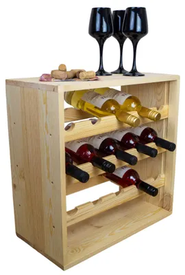 Produktbild von Flaschenregal für 15 Flaschen in natur Weinschrank Weinständer Weinregal bodenstehend stabil auch für Gastronomie