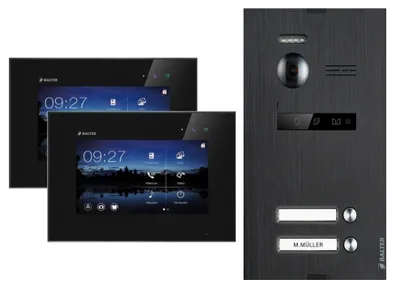 Produktbild von Türsprechanlage BALTER EVO 2-Draht BUS Komplettsystem für 2-Familienhaus Schwarz-Schwarz