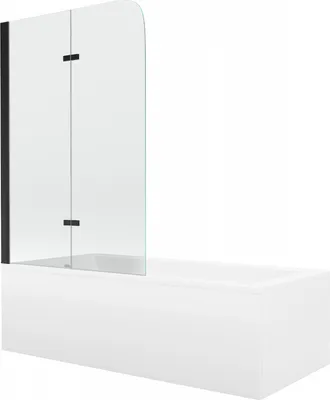 Produktbild von Mexen Cubik Rechteckbadewanne 170 x 70 cm mit Verkleidung und 2-flügeliger Blende 100 cm, Transparent, Schwarz - 550317070X90100