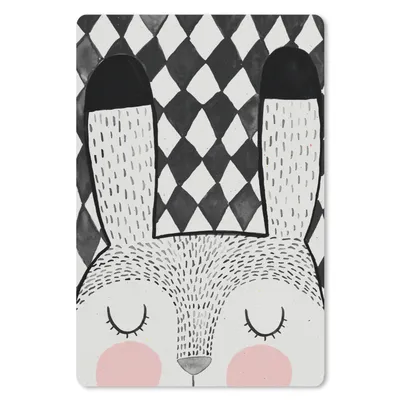Produktbild von MuchoWow® Mauspad Mousepad Kaninchen - Kind - Schwarz - Weiß 18x27 cm - Mousepads - Maus Mat - Pad - Mausunterlage
