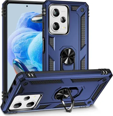 Produktbild von Conie Outdoor Schutzhülle für Xiaomi Redmi Note 12 Pro Plus 5G Tasche Silikon Hard Case Cover Hülle mit Halter Ständer in Blau