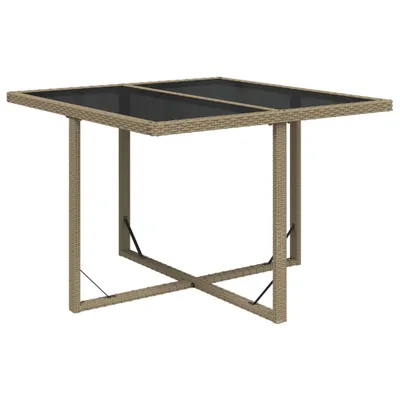 Zdjęcie produktu dla vidaXL Stół ogrodowy beżowy 109x107x74 cm z polirattanu i szkła