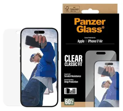 Zdjęcie produktu dla PanzerGlass ® Screen Protector iPhone Air | Classic Fit w. EasyAligner, Apple, Apple - iPhone Air, Aplikacja na sucho, Odporny na zadrapania, Odporny na wstrząsy, Przezroczysty, 1 szt.