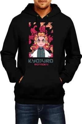 Immagine prodotto di Felpa con cappuccio da uomo Japan Anime Manga Demon Anime Slayer Kyojuro Rengoku 06 Hashira, Man 2XL , Noir