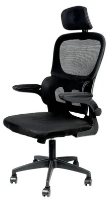 Produktbild von Ergonomischer Bürostuhl - Schreibtischstuhl - Höhenverstellbar - Gepolstert - Drehbar - Hohe Armlehnen mit Kopfstütze - Mit Rollen - Schwarz