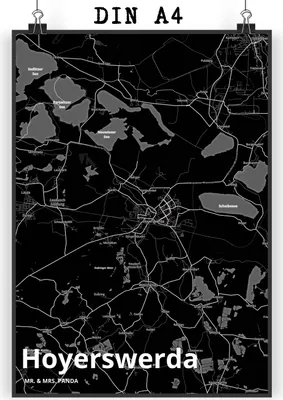 Produktbild von Mr. & Mrs. Panda Bild Hoyerswerda DIN A4 - Geschenk, Wandbild, Kunstdruck, Stadt, wanddeko, Dorf Karte Landkarte Map Stadtplan, drucke, Plakat