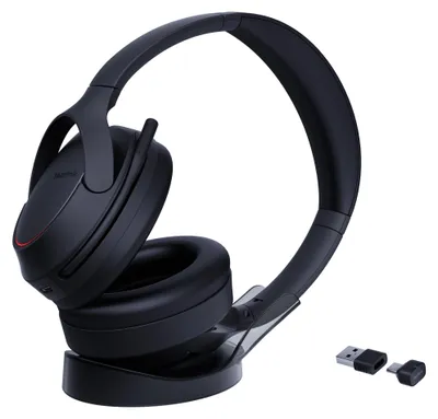 Image de Casque Yealink BH78 avec socle USB-C/A, filaire et sans fil, 20 - 20 000 Hz, appels/musique, 245 g, casque, noir