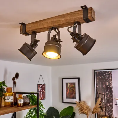Produktbild von Villanuova »Villanuova« Deckenlampe aus Metall/Holz in Schwarz/Braun
