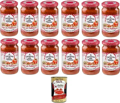 Produktbild von Le Conserve della Nonna- Sugo alla Puttanesca Soße 12x 190g + Italian Gourmet polpa 400g