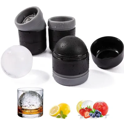 Eiswürfelform aus Silikon, rund, 3er-Set, schwarz
