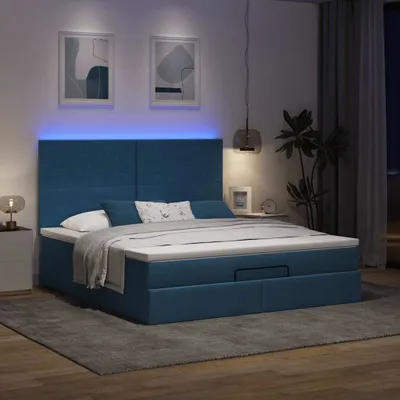Produktbild von Hochwertig Ottoman-Bett mit Matratze Blau 160x200 cm Stoff 3313940