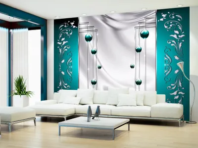 Produktbild von Vlies Fototapete 350x256 cm Tapeten Wandtapete XXL Abstrakt Ornament rose weiß violett silber marine a-A-0028-a-d