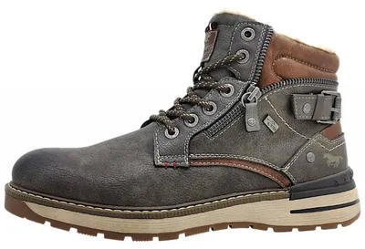 Image de Bottines à lacets pour hommes, doublure chaude, couleur gris, style décontracté, marque Mustang