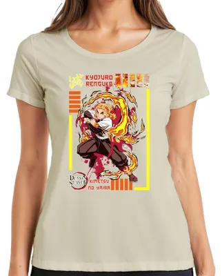 Produktbild von Kyojuro Rengoku Demon Slayer Kimetsu no Yaiba Flamme Hashira Damen T-Shirt, Natur, M