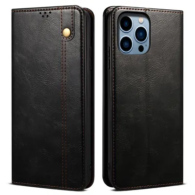 Obrázek produktu pro Pouzdro pro iPhone 16 Pro kožené flip pouzdro peněženka s funkcí stojánku černé