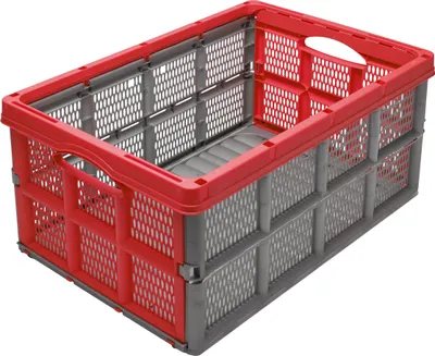 Produktbild von Garronda Transportbox Klappbox Klappkiste Faltbox Faltkiste 51 x 34,5 x 22,5 cm (Grau/Rot) GD-CRI-FoldBox