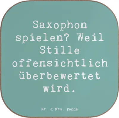 Produktbild von Mr. & Mrs. Panda Tischuntersetzer Spruch Saxophon Leidenschaft - Meeresbrise - Geschenk, Musiker, Instrument, Getränkeuntersetzer, Melodie, gläseruntersetzer, Jazz, Klang