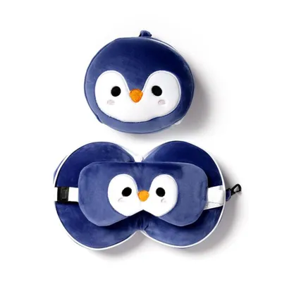 Produktbild von Puckator Reisekissen & Schlafmaske Pinguin Plüsch Kopfkissen