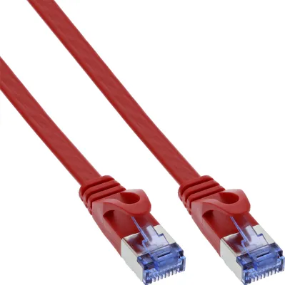 Produktbild von InLine Patchkabel flach, U/FTP, Cat.6A, rot, 2m, 2 m, Cat6a, U/FTP (STP), RJ-45, RJ-45, Rot
