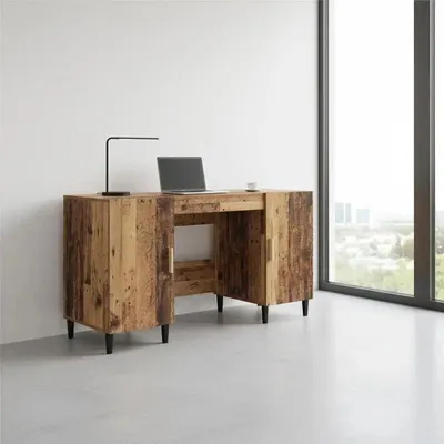 Obrázek produktu pro Psací stůl – počítačový stůl pro kancelář i domácí kancelář – 140 x 50 x 75 cm – Ergonomická pracovní plocha – Stabilní konstrukce z dřevotřísky – Hladký povrch – Barva: imitace starého dřeva