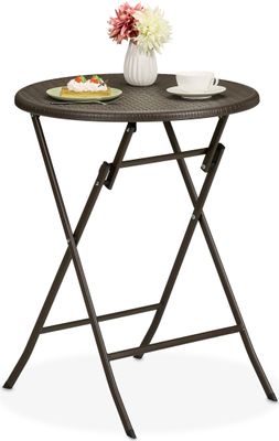relaxdays Runder Gartentisch in Rattan-Optik
