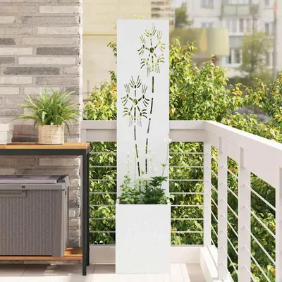 Obrázek produktu pro Maison Exclusive – Zahradní zástěna Floral, bílá, 32 x 32 x 150 cm