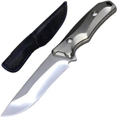 Zdjęcie produktu dla Nóż Outdoorowy ST-40349 - Srebrny | Idealny do Campingu i Survivalu KP40349