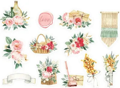 Produktbild von P13 - Papierelemente Scrapbooking - Flowerish - 12 Stück