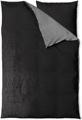 Produktbild von Flausch Wende Bettwäsche 135x200 80x80 cm Cashmere Touch Plüsch Schwarz-Grau
