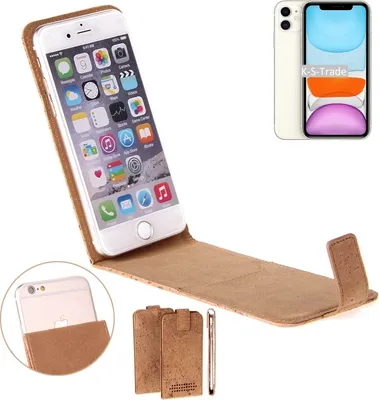 Produktbild von K-S-Trade Handyhülle kompatibel mit Apple iPhone 11 Kork Hülle Flipstyle Case Schutzhülle Kork Case Hülle Flip cover Klapphülle Klapp, braun 1x