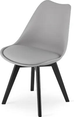 Produktbild von Home Collective Esszimmerstuhl Stuhl Wohnzimmerstuhl grau mit Kunststoffbeinen in schwarz, bequemer & stabiler Schalenstuhl